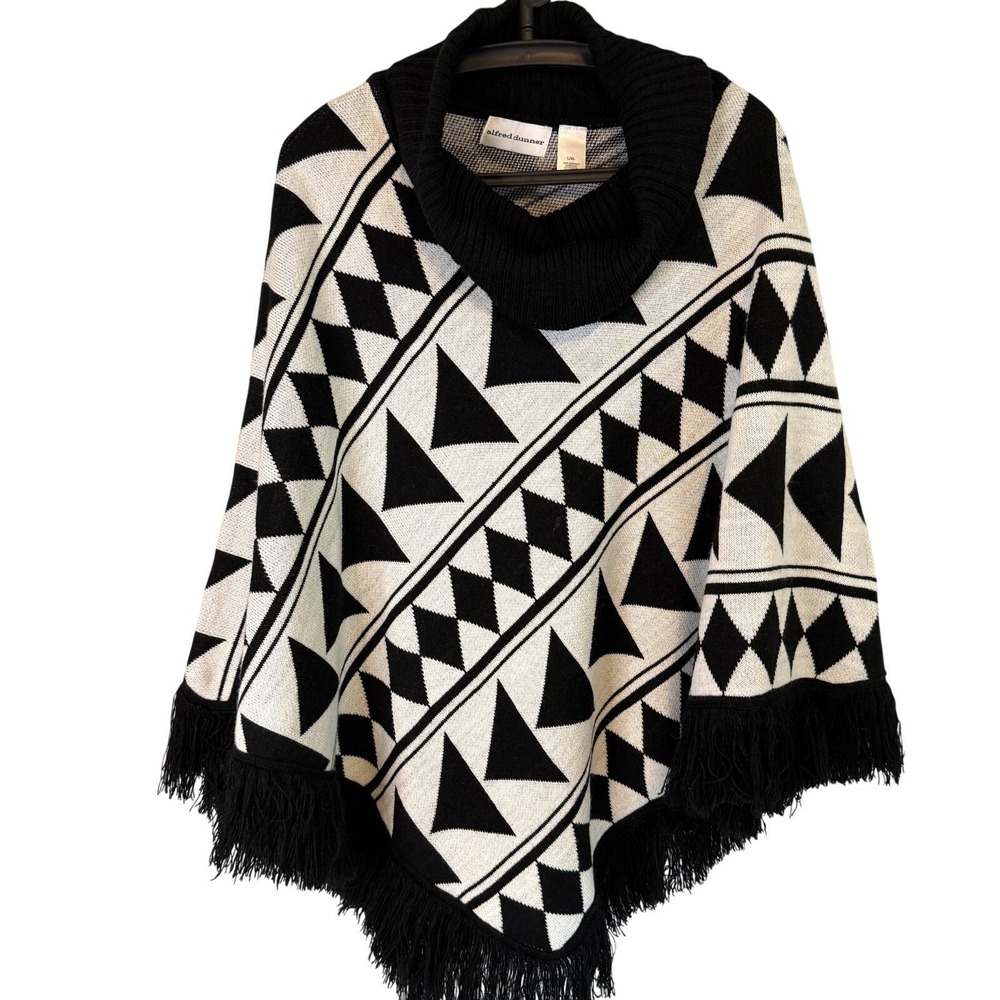 Alfred Dunner Pull Over Shawl Cape L/XL Boho Feminine Festival Cold Weather Cozy